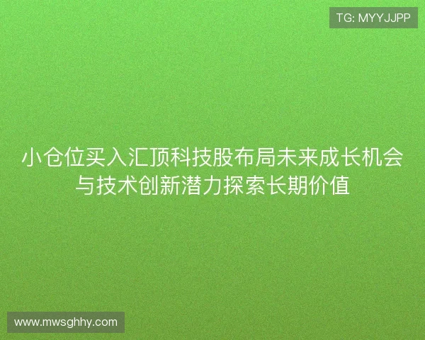 小仓位买入汇顶科技股布局未来成长机会与技术创新潜力探索长期价值